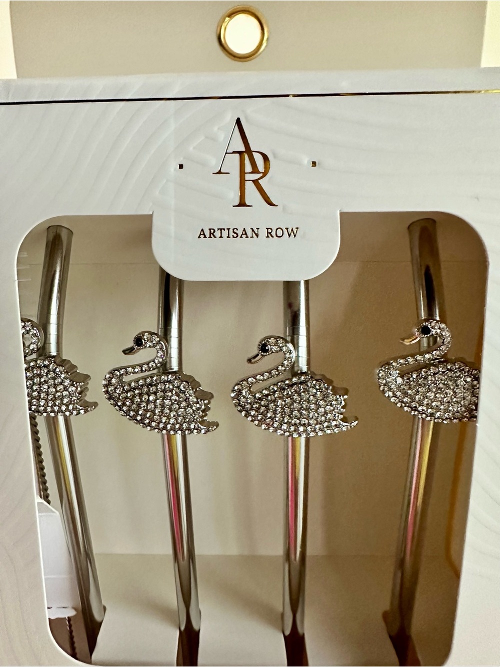 🦢 Artisan Row Stainless Steel Crystal Drinking Straws with cleaning brush!